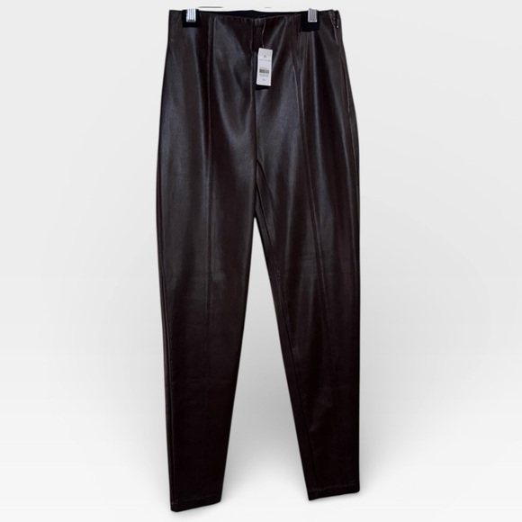 Ann Taylor Women's Brown Faux Leather Pants XSMALL NWT - Picture 2 of 11